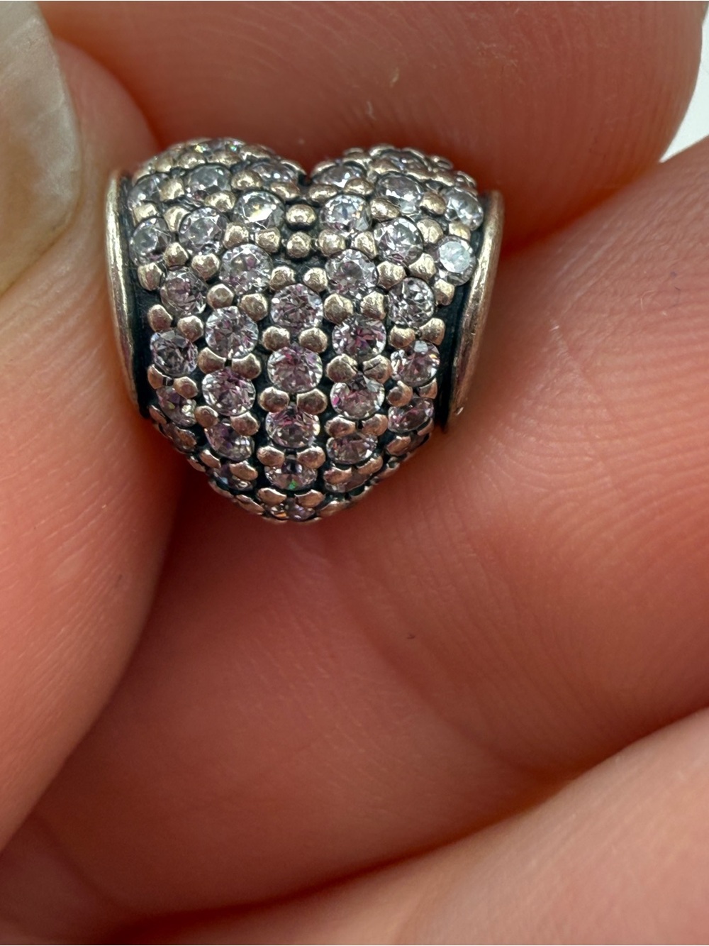 Pandora Silver Heart  cubic zirconia Pavé Charm  retired model #791052CZ